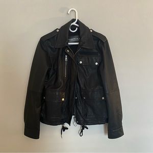 Bagatelle NYC Black Leather Jacket with O-Ring Zipper and Pockets - Size Small